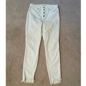 Madewell Skinny White Jeans with Buttonfly, Size 27